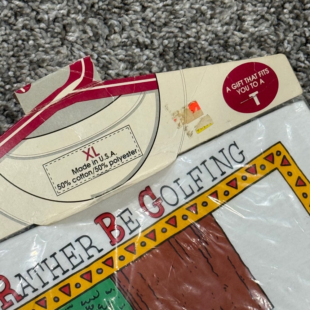 NOS Vintage 80s Carlton Cards "Id Rather Be Golfing"‎ T-Shirt Mens XL Deadstock - Picture 2 of 5